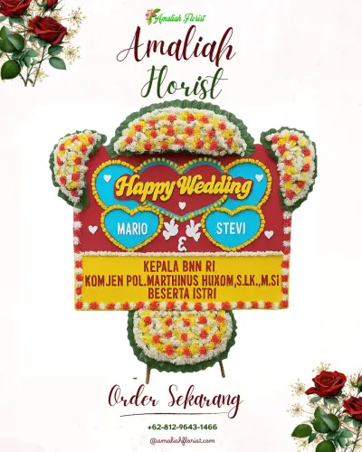 Karangan Papan Bunga Pernikahan di Malendeng